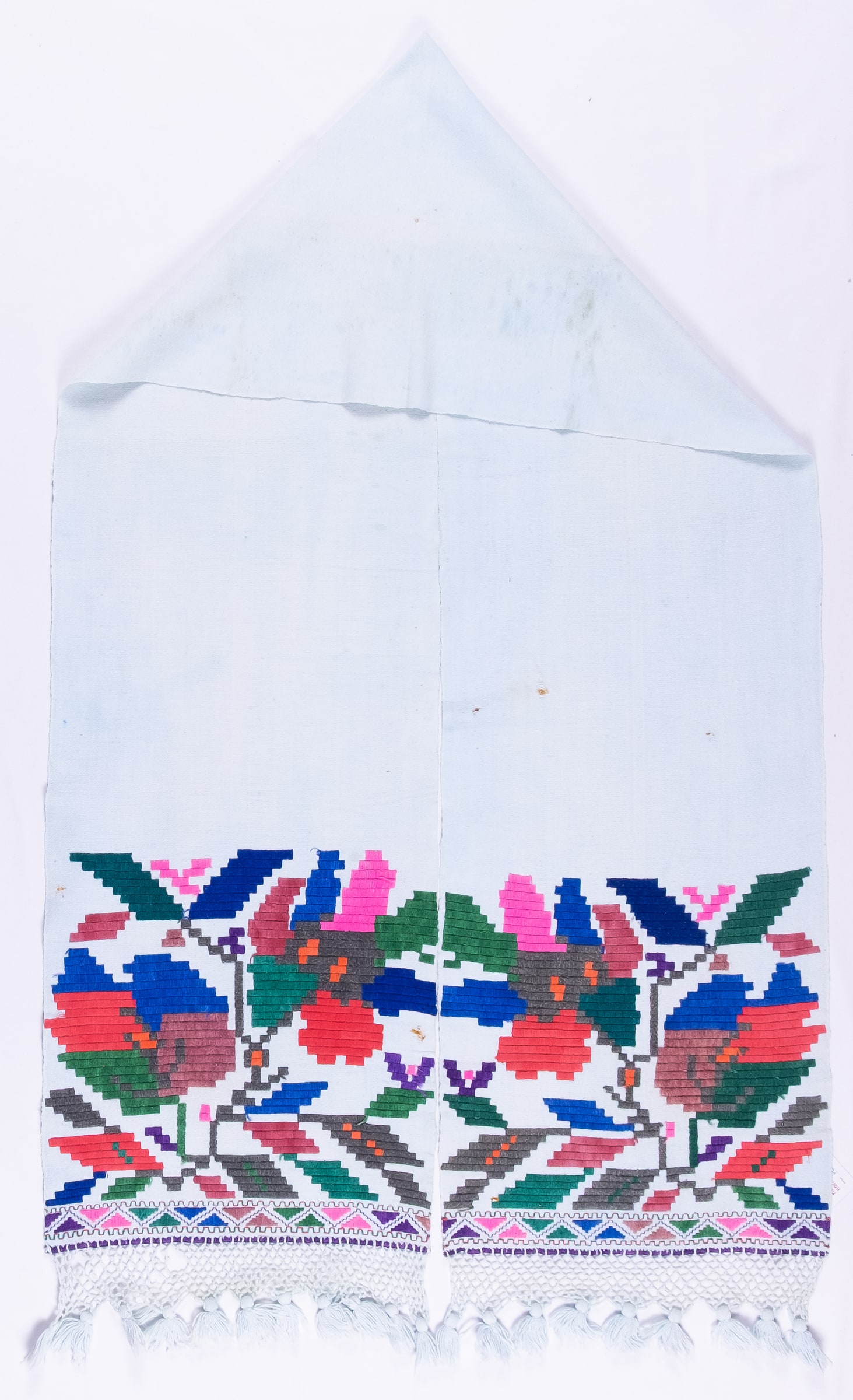 rushnyk ukrainien — 112 — Passé plat, Passé plat compté, Passé plat compté droit — Podolie orientale — Fleurs — collection Zablotska-Koval