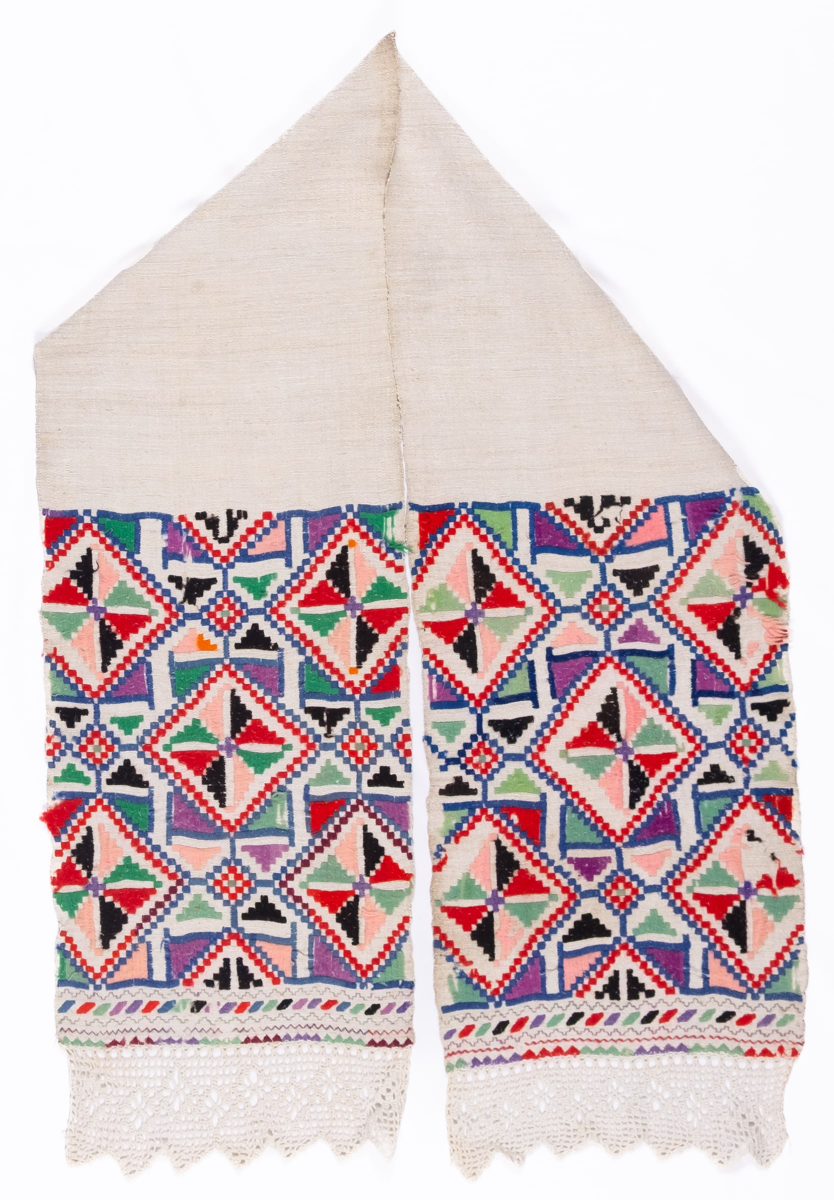 Ukrainian rushnyk — 12 — Satin stitch, Counted satin stitch, Straight counted satin stitch — Eastern Podolia — Zablotska-Koval collection