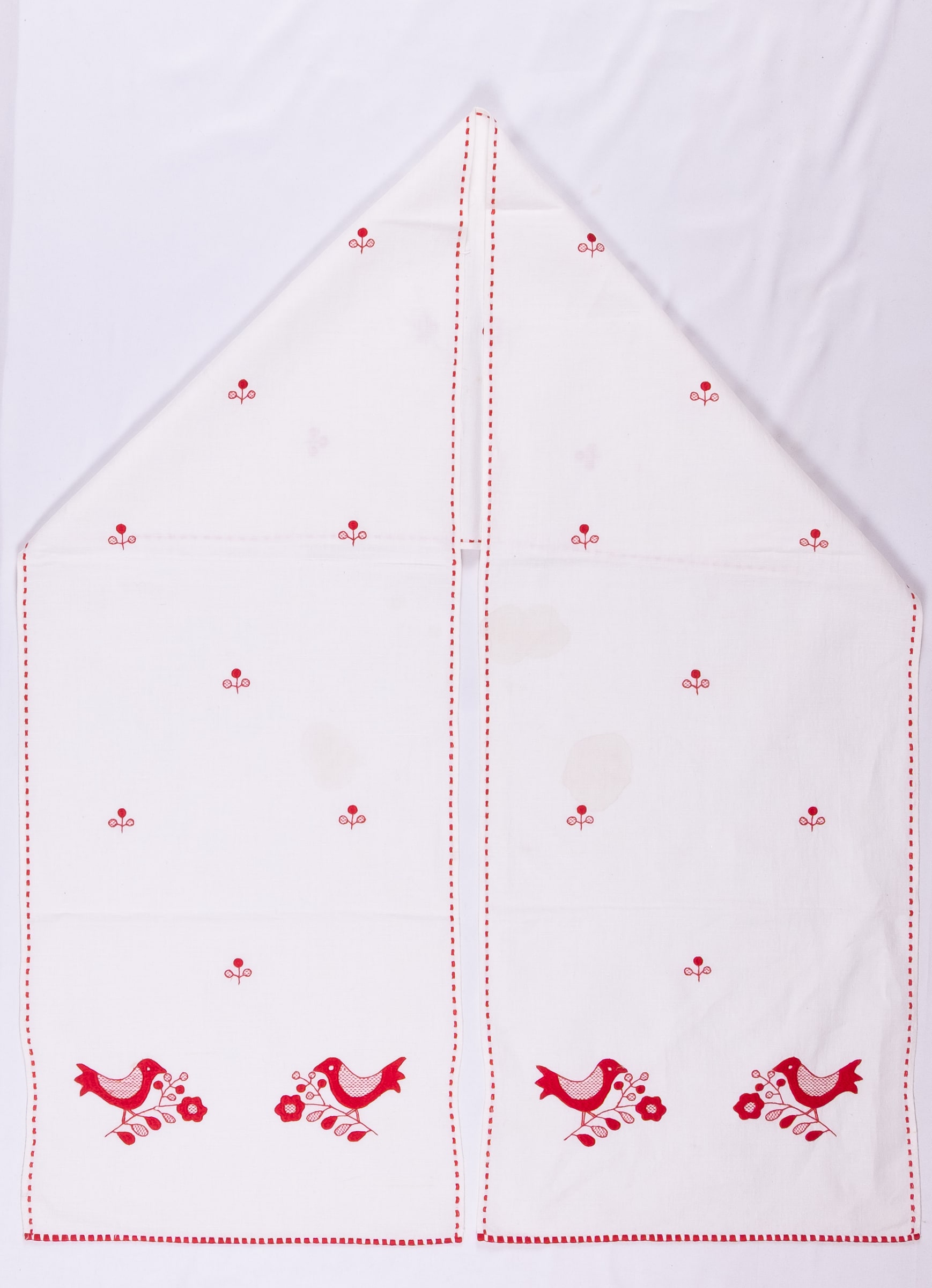 rushnyk ukrainien — 135 — Passé plat, Passé plat libre — Région du Dniepr — Oiseaux, Fleurs — collection Zablotska-Koval