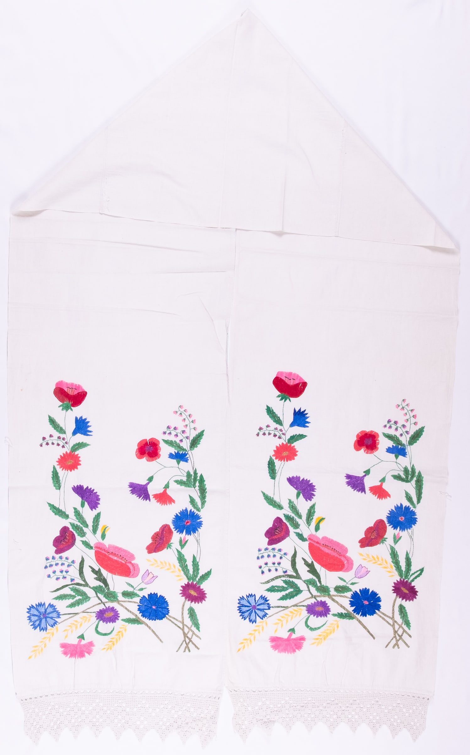 Ukrainian rushnyk — 138 — Satin stitch, Free style satin stitch — Polesia — Flowers — Zablotska-Koval collection