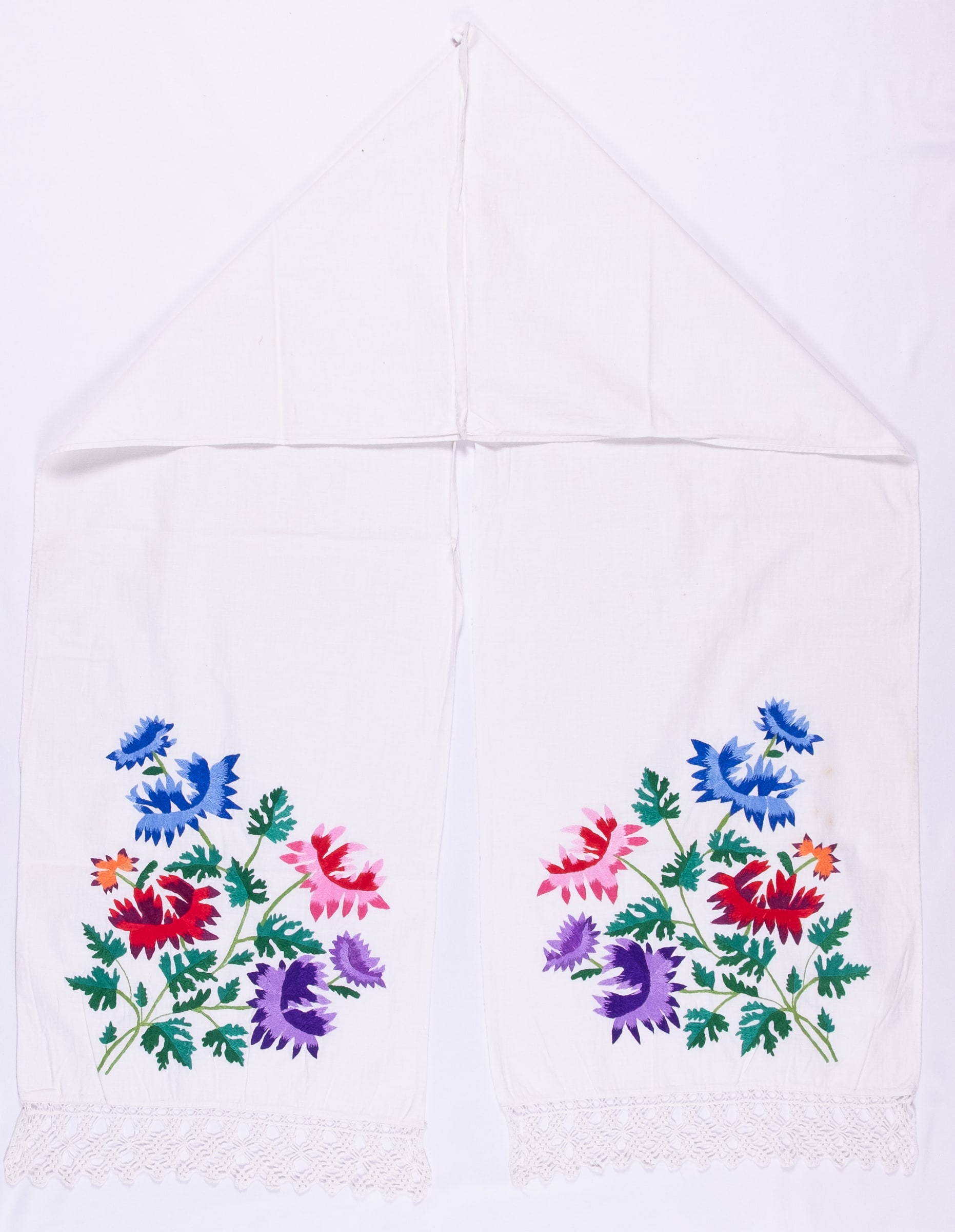 rushnyk ukrainien — 168 — Passé plat, Passé plat libre — Podolie orientale — Fleurs — collection Zablotska-Koval