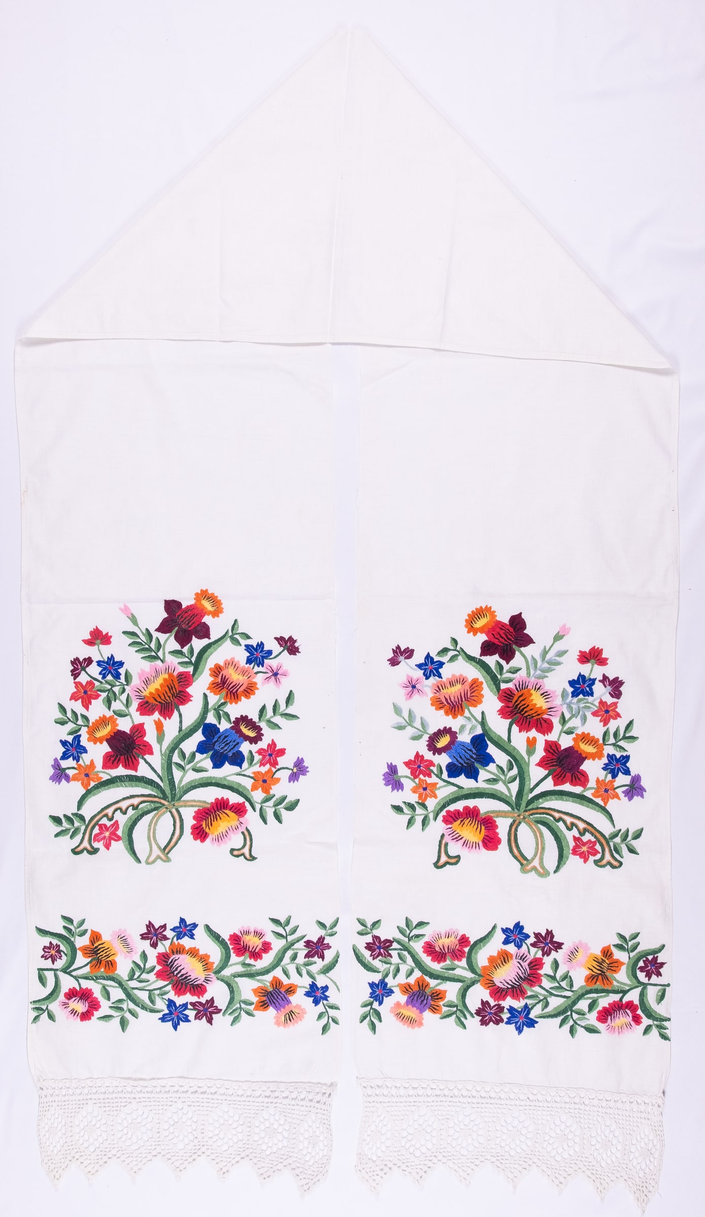 rushnyk ukrainien — 171 — Passé plat, Passé plat libre — Région de Poltava — Fleurs — collection Zablotska-Koval