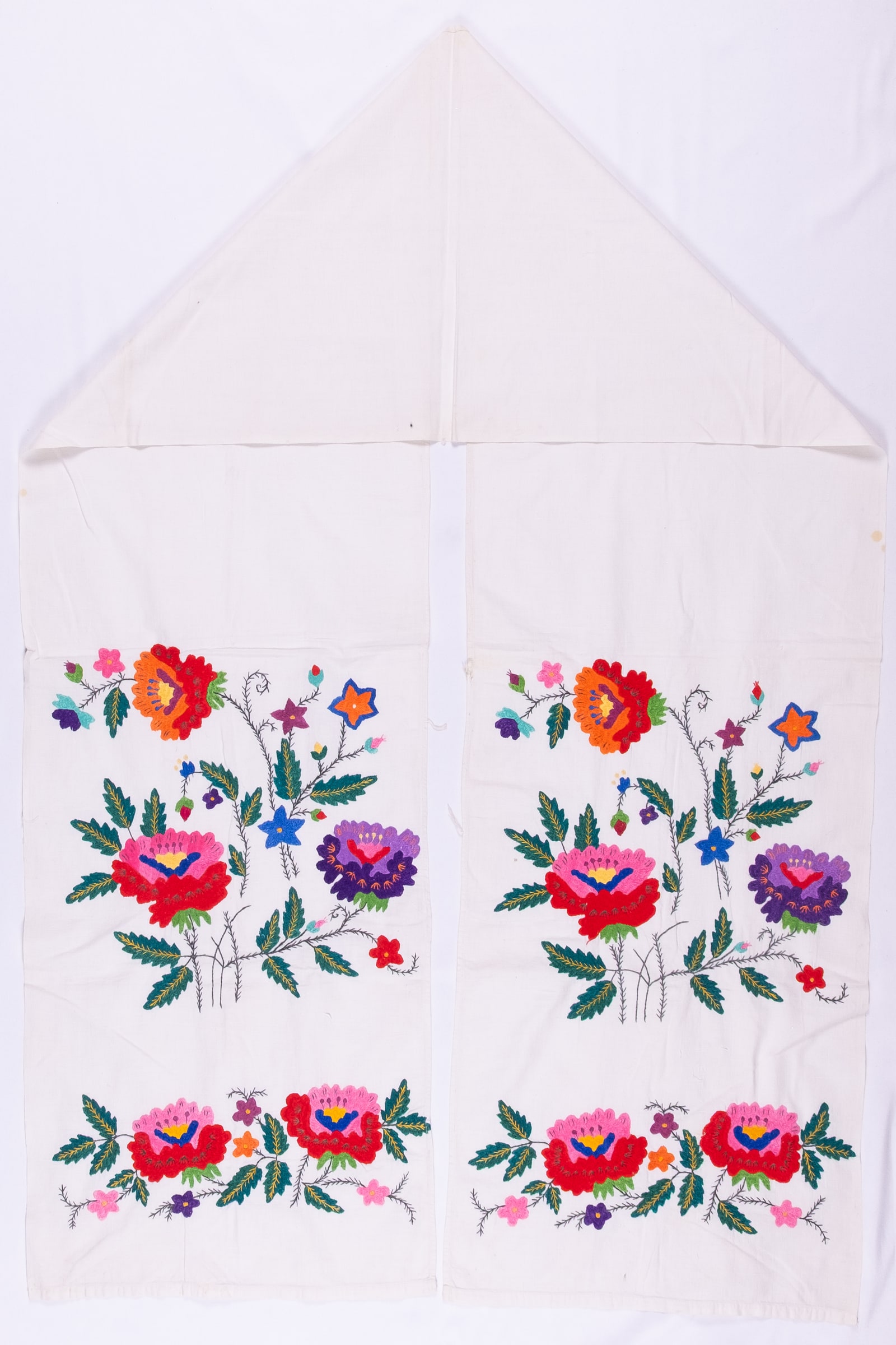 rushnyk ukrainien — 173 — Passé plat, Passé plat libre — Région de Poltava — Fleurs — collection Zablotska-Koval