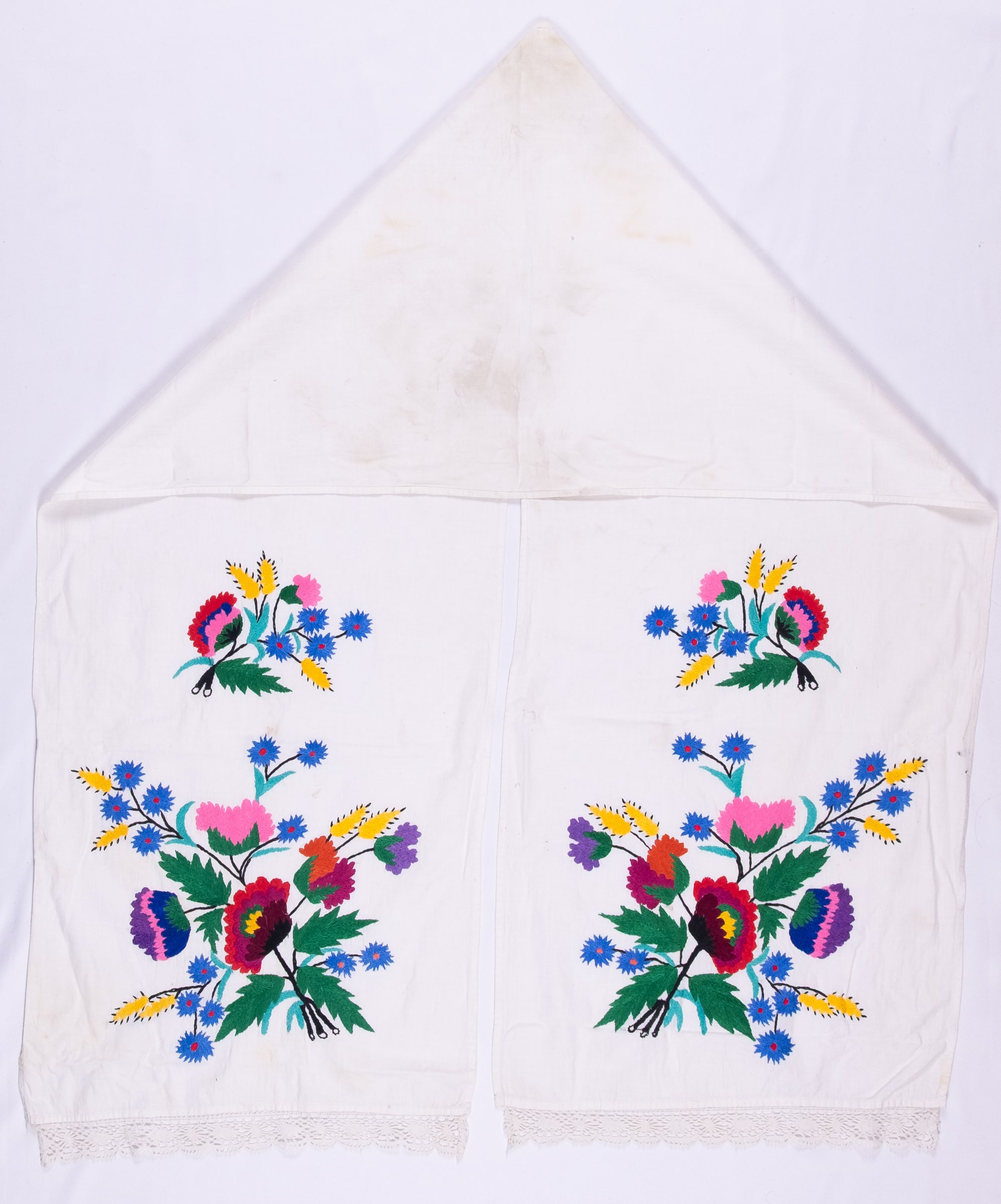 rushnyk ukrainien — 181 — Passé plat, Passé plat libre — Podolie orientale — Fleurs — collection Zablotska-Koval
