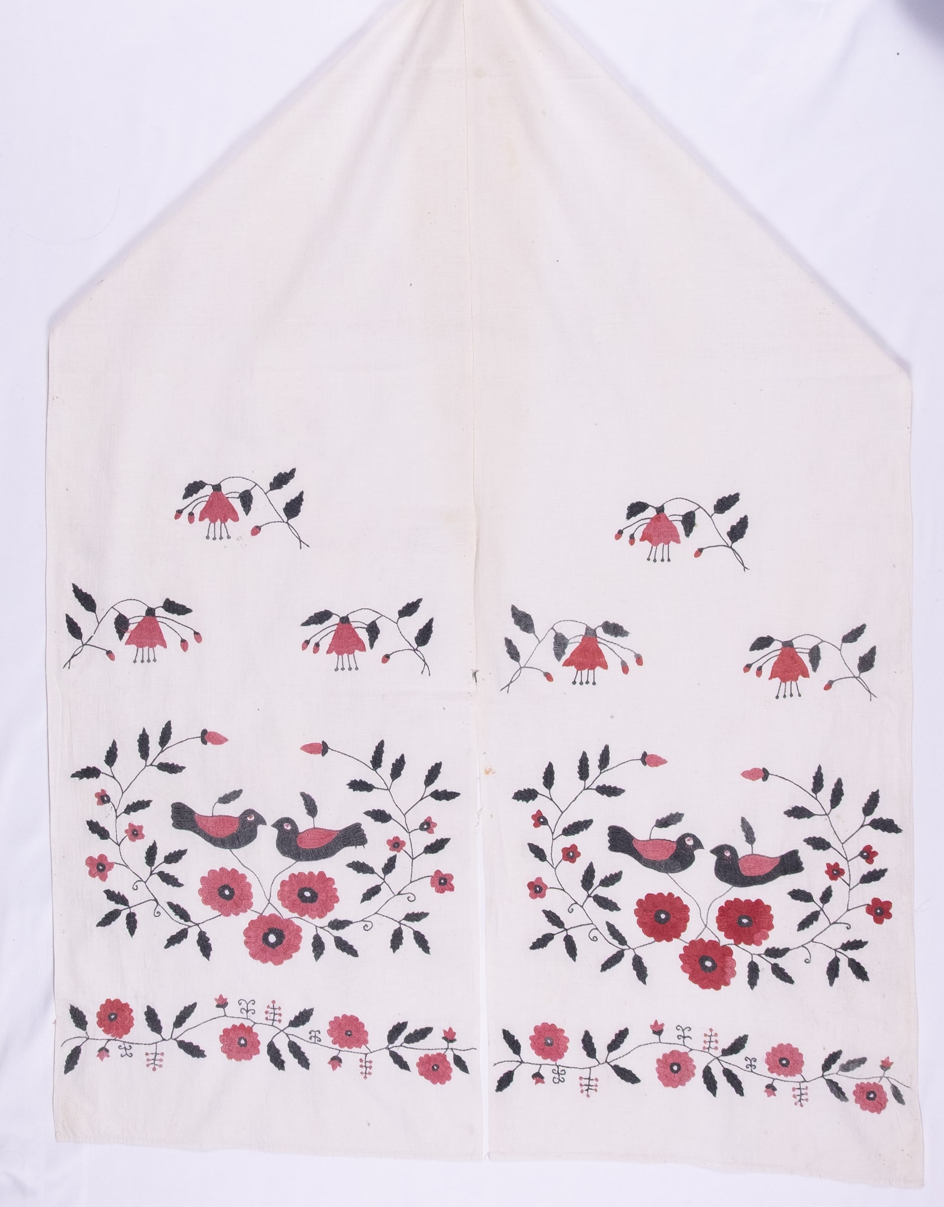Ukrainian rushnyk — 183 — Satin stitch, Free style satin stitch — Birds, Flowers — Zablotska-Koval collection