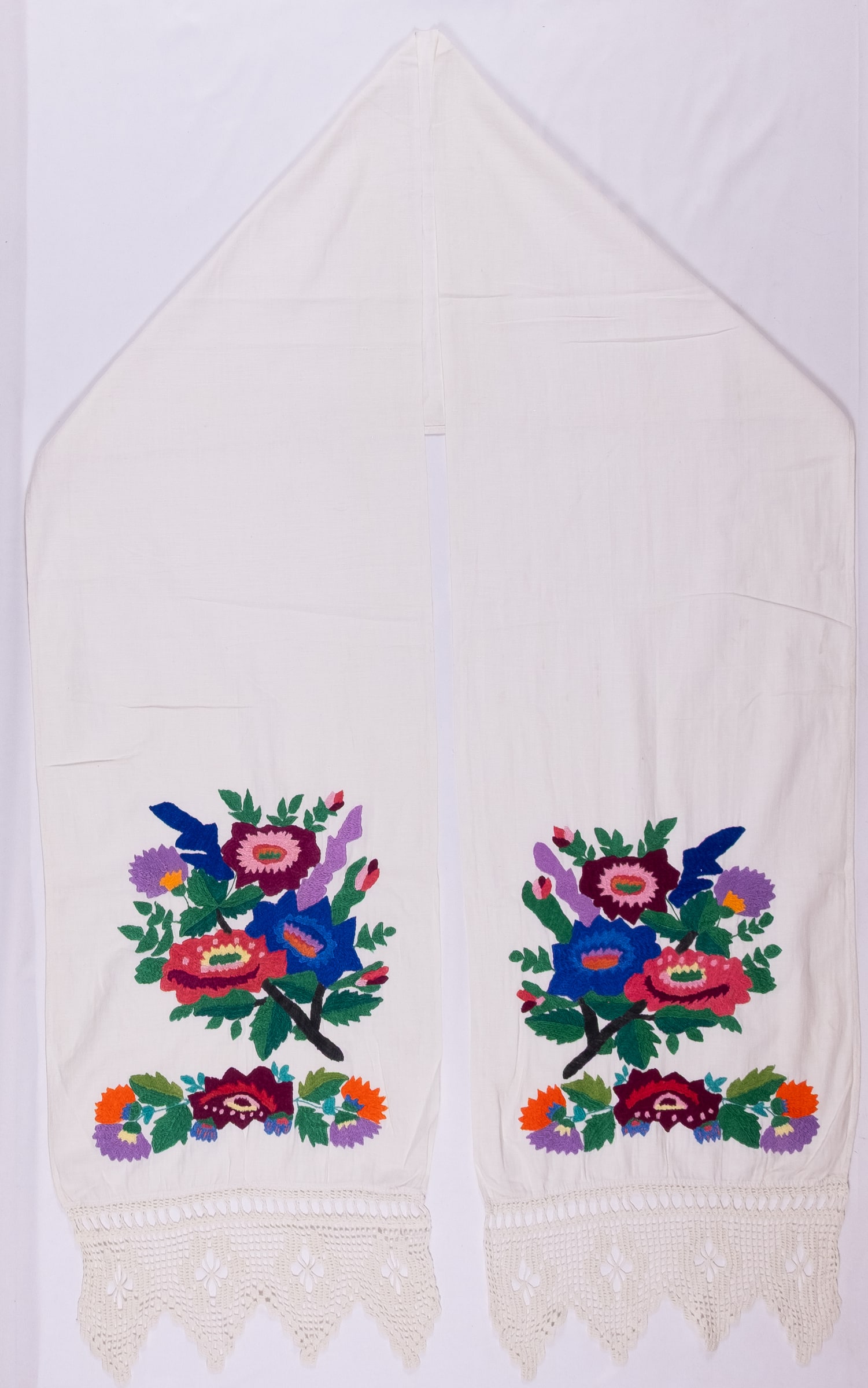 rushnyk ukrainien — 185 — Passé plat, Passé plat libre — Volhynie — Fleurs — collection Zablotska-Koval