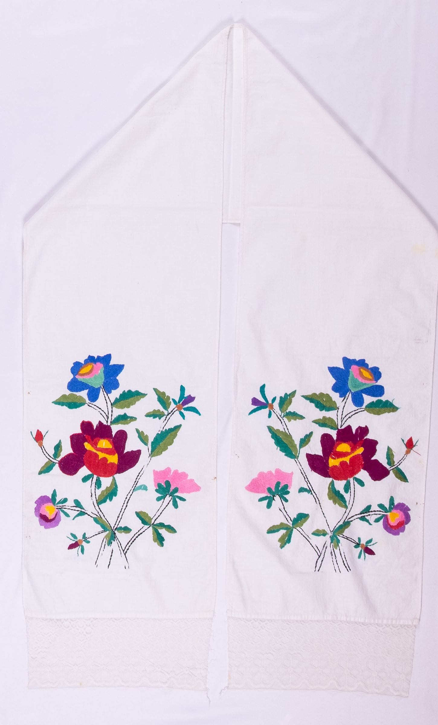 Ukrainian rushnyk — 187 — Satin stitch, Free style satin stitch — Flowers — Zablotska-Koval collection