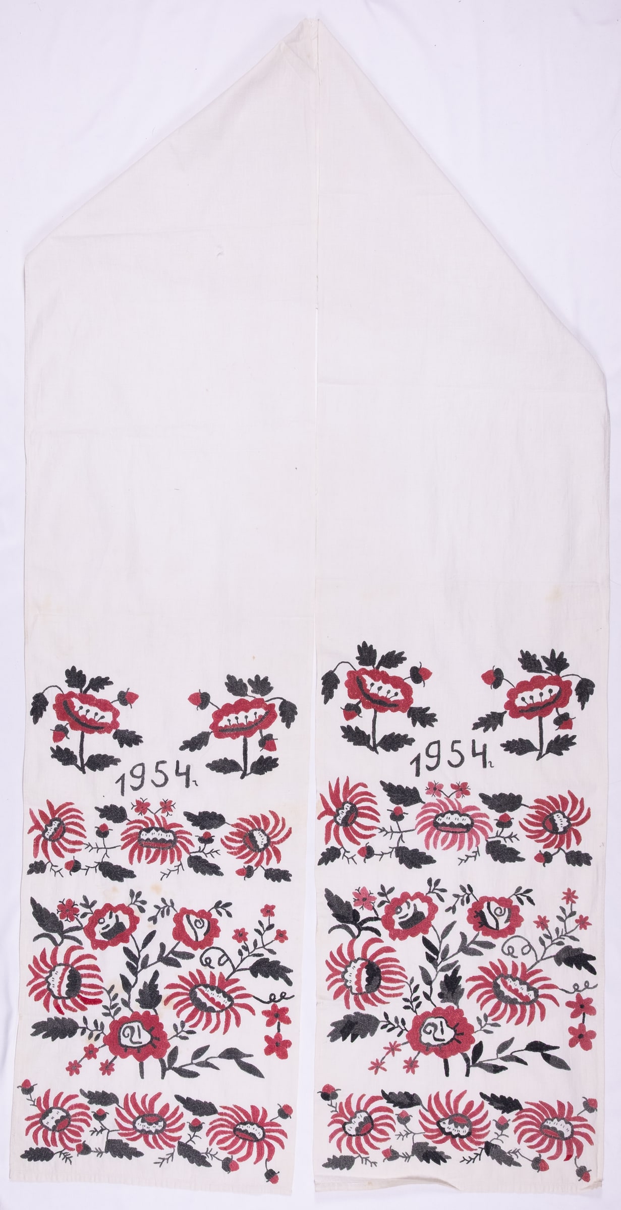 rushnyk ukrainien — 198 — Passé plat, Passé plat libre — Polésie — Fleurs — collection Zablotska-Koval
