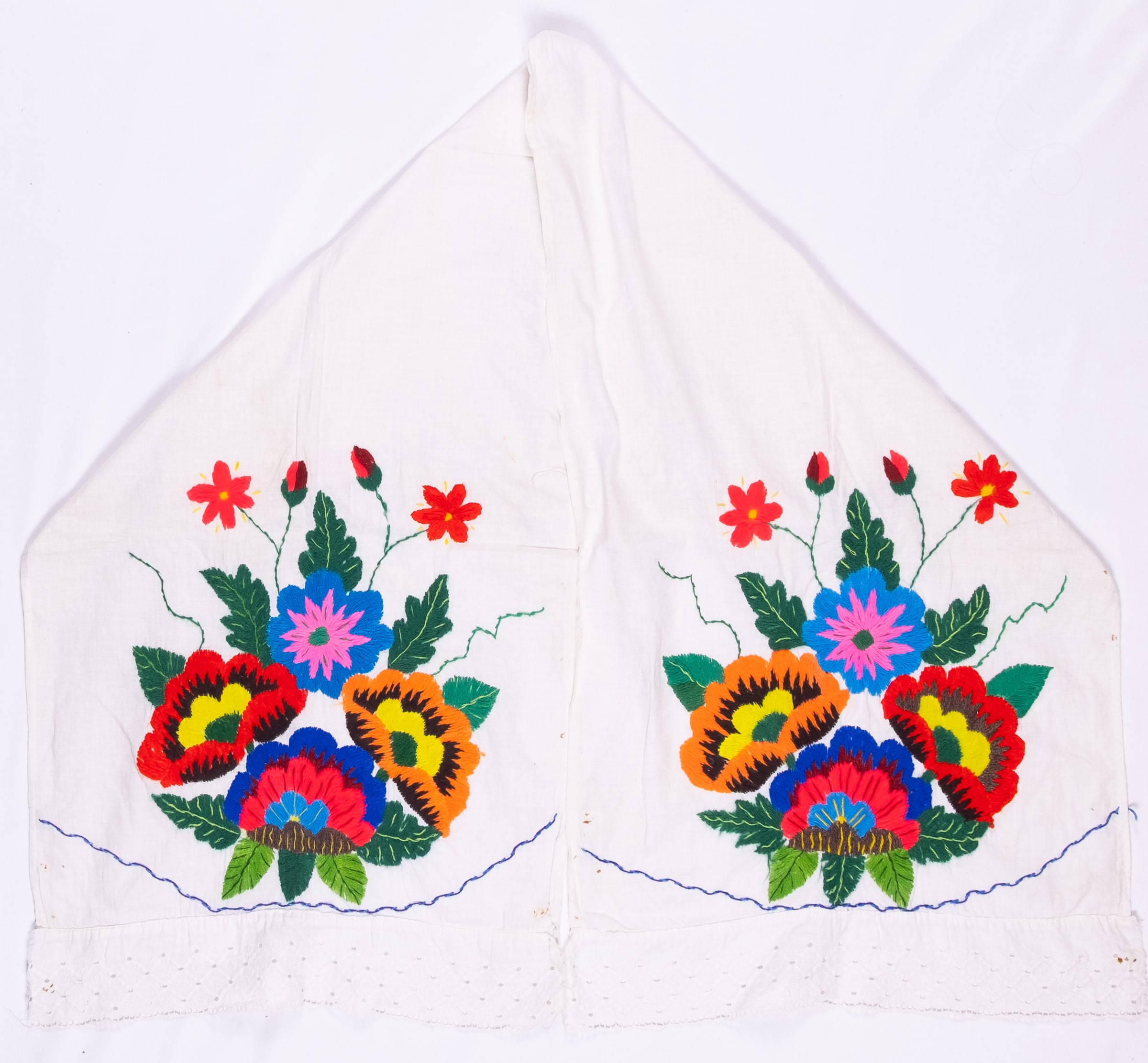 Ukrainian rushnyk — 202 — Satin stitch, Free style satin stitch — Flowers — Zablotska-Koval collection