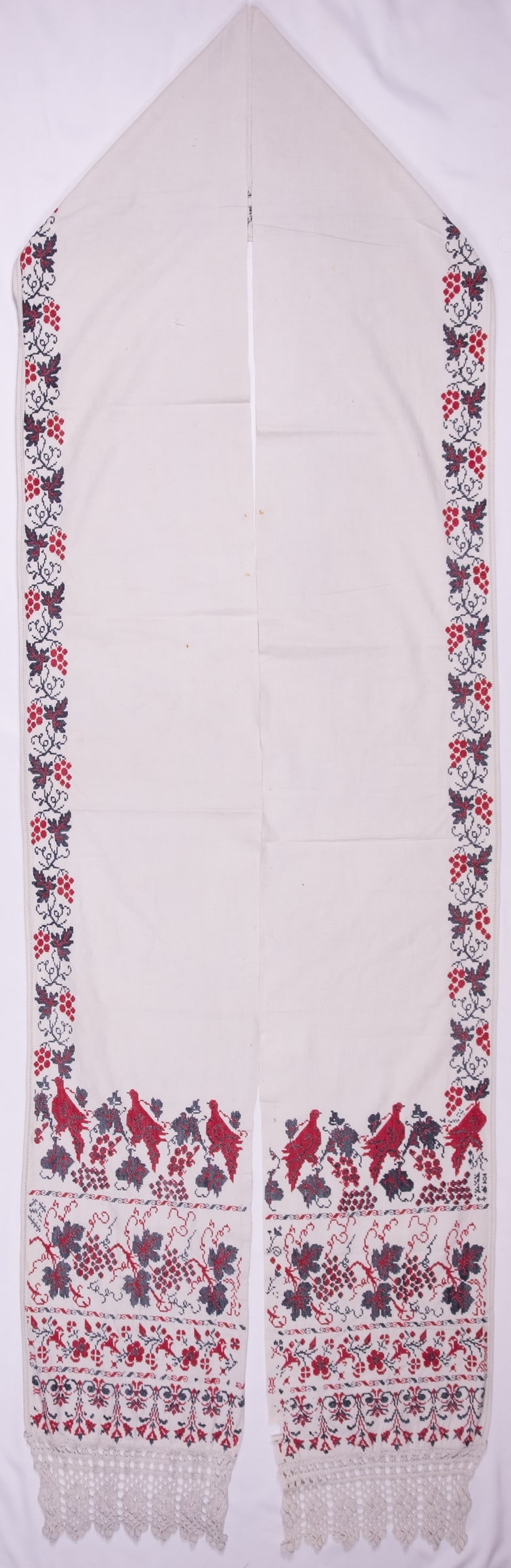 rushnyk ukrainien — 222 — Point de croix — Polésie — Oiseaux, Fleurs — collection Zablotska-Koval