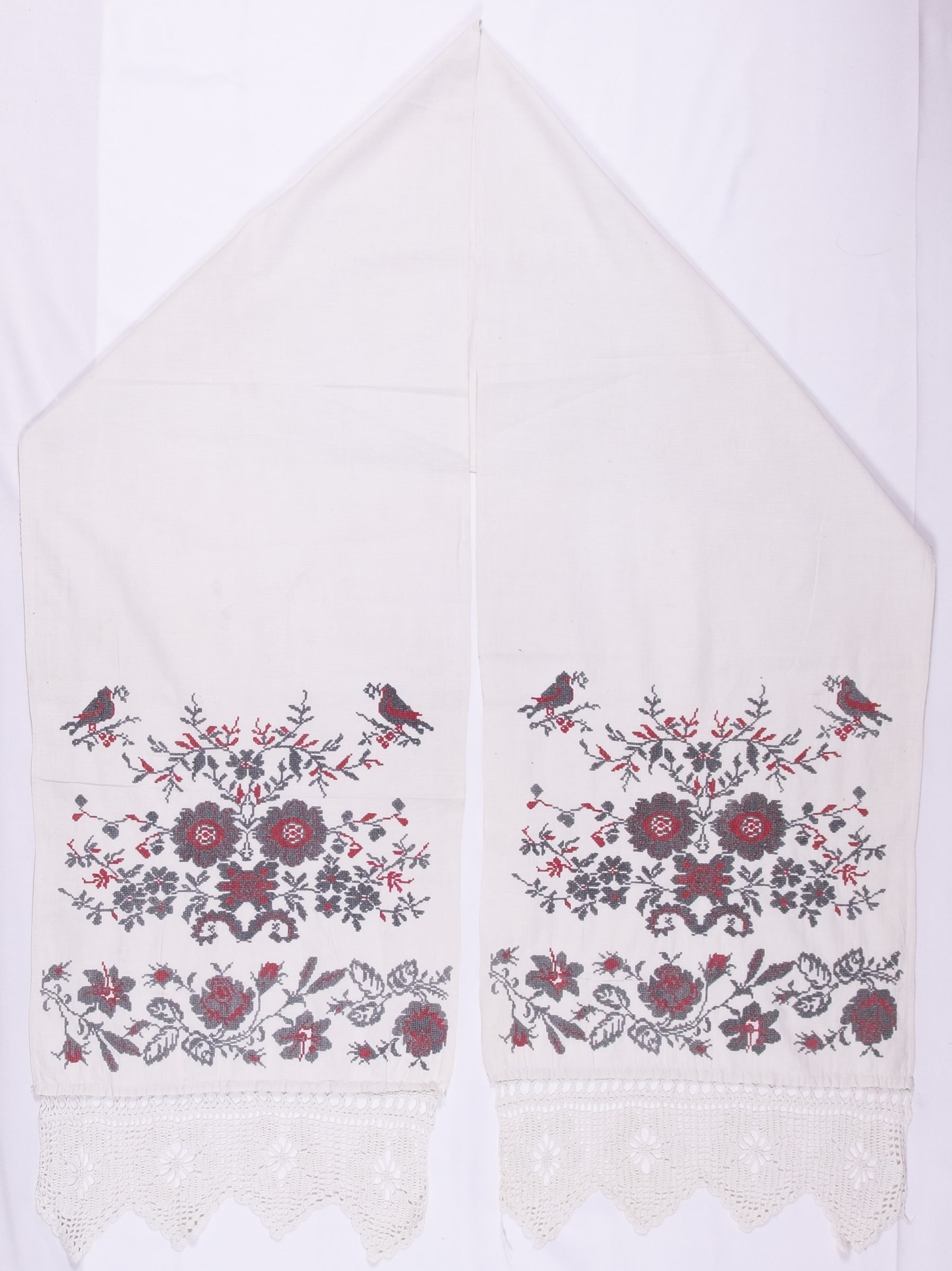 rushnyk ukrainien — 225 — Point de croix — Polésie — Oiseaux, Fleurs — collection Zablotska-Koval