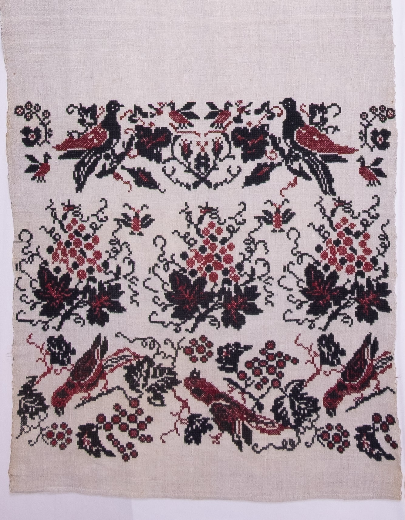 rushnyk ukrainien — 233 — Point de croix — Polésie — Oiseaux — collection Zablotska-Koval