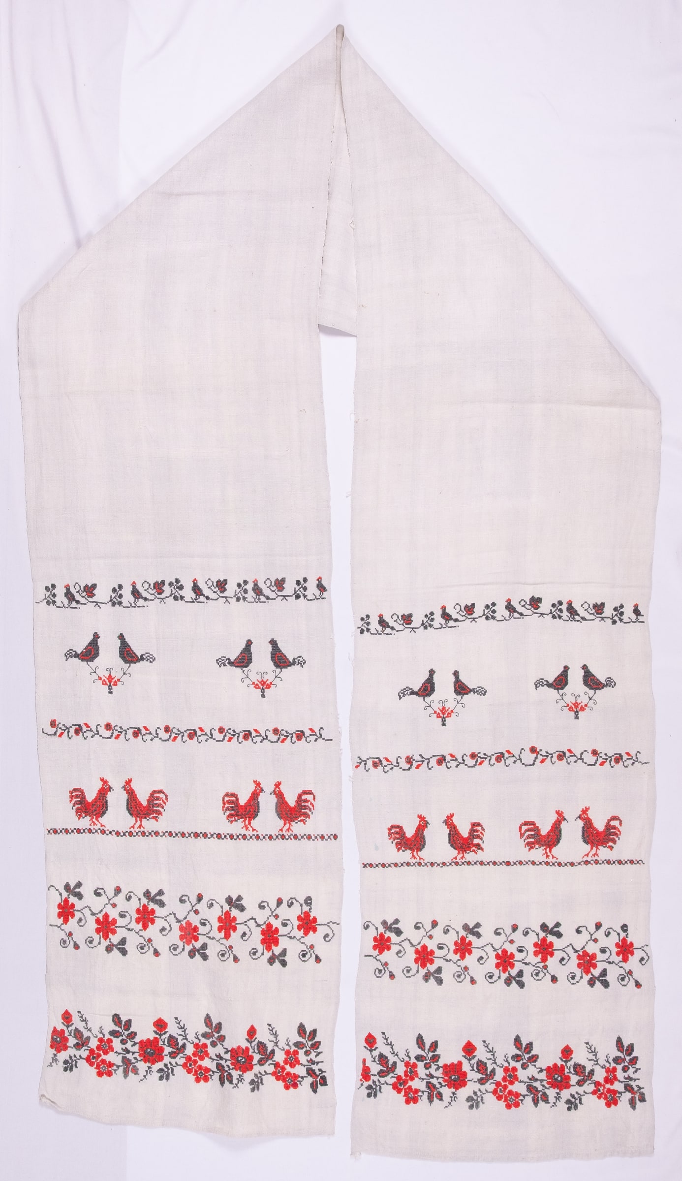rushnyk ukrainien — 236 — Point de croix — Polésie — Fleurs, Oiseaux — collection Zablotska-Koval