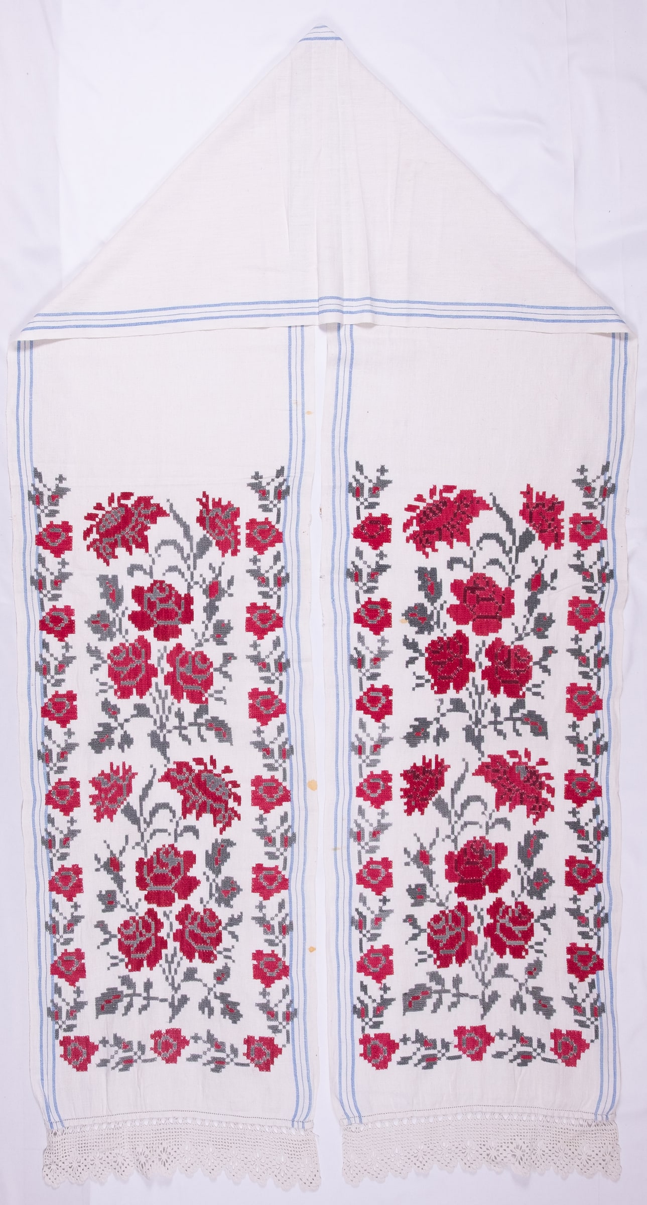 Ukrainian rushnyk — 240 — Weaving, Cross-stitch — Dnipro region — Flowers — Zablotska-Koval collection