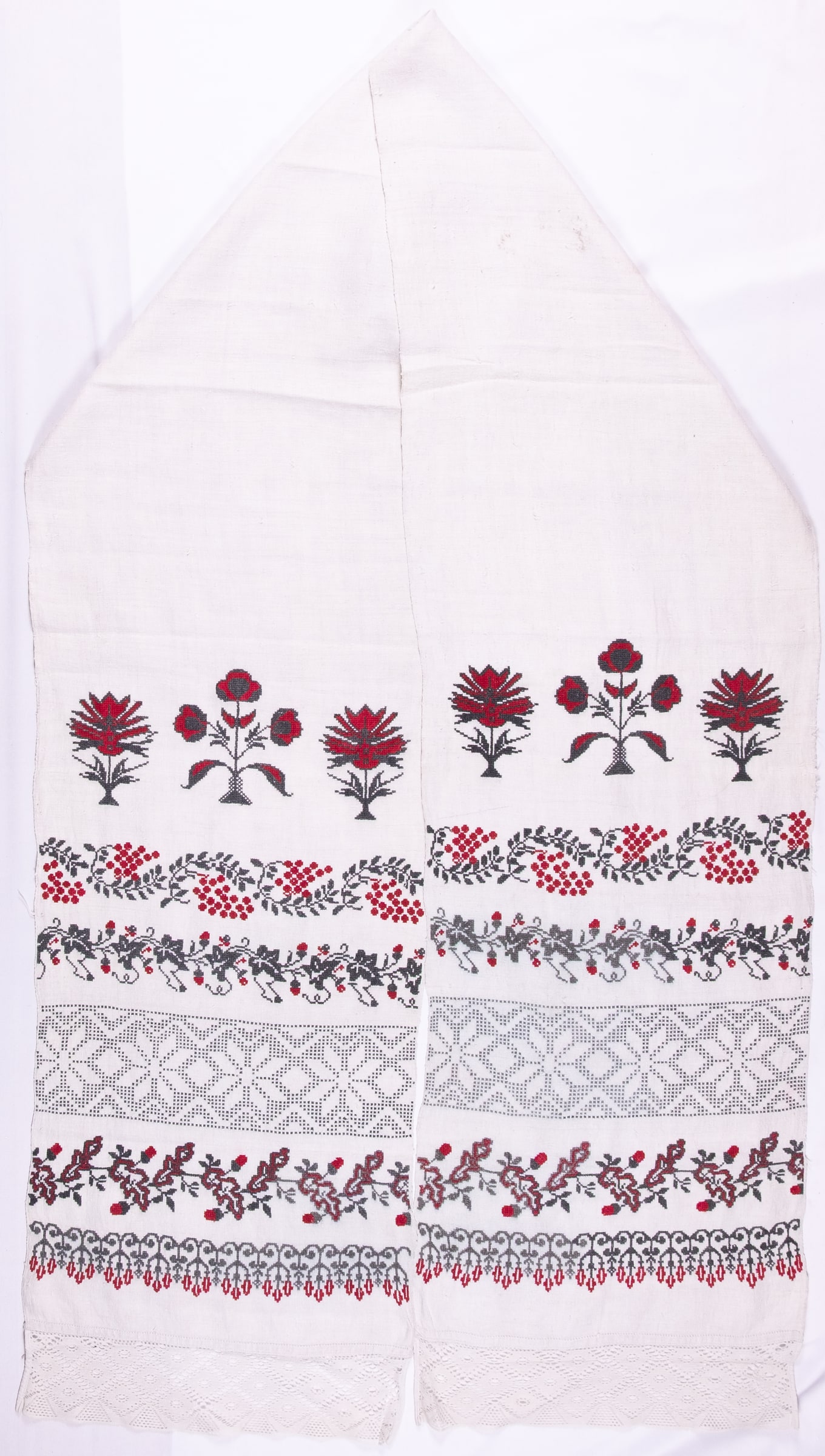 rushnyk ukrainien — 256 — Point de croix — Polésie — Fleurs — collection Zablotska-Koval