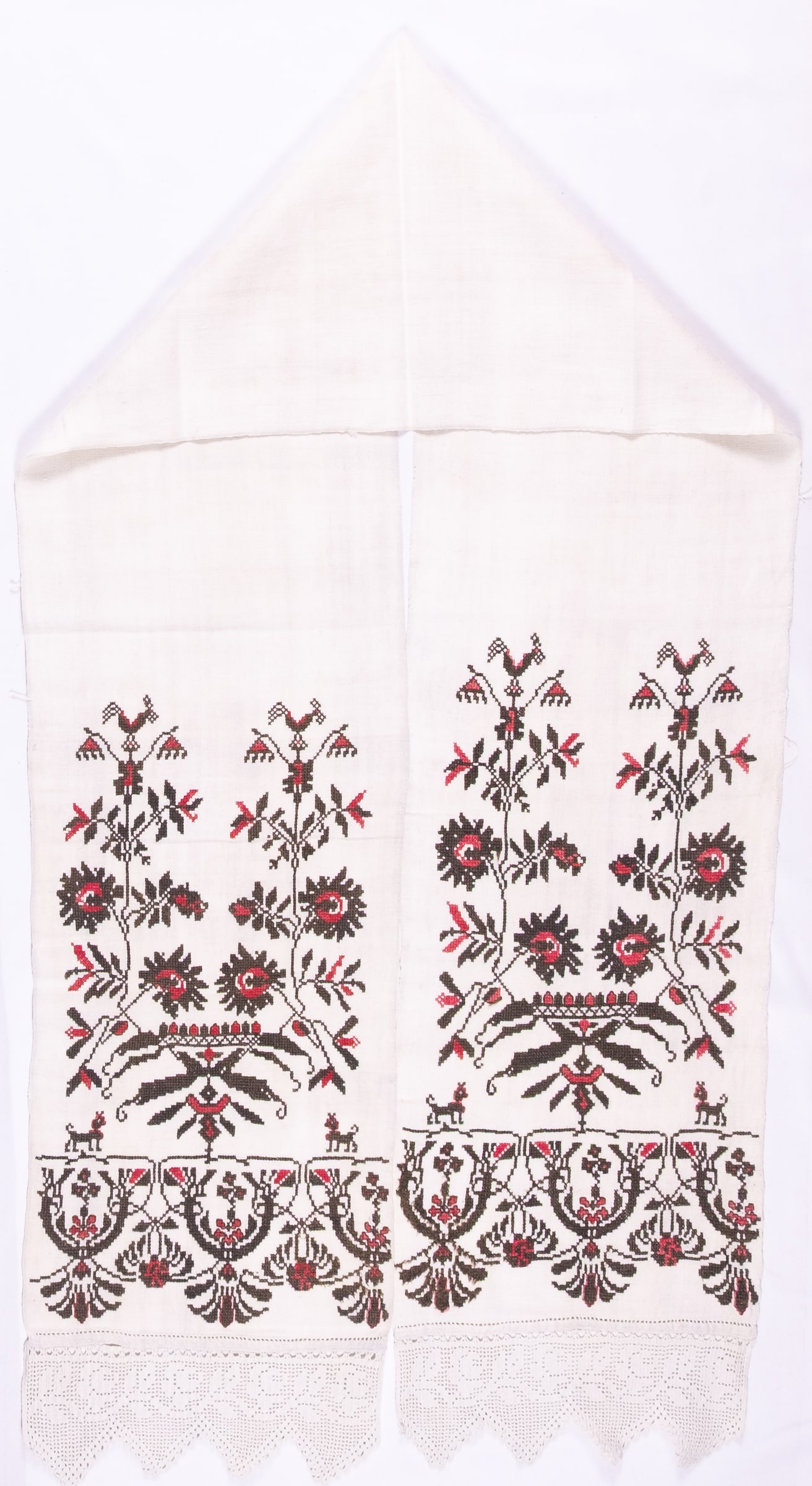 rushnyk ukrainien — 258 — Point de croix — Polésie — Oiseaux, Fleurs — collection Zablotska-Koval