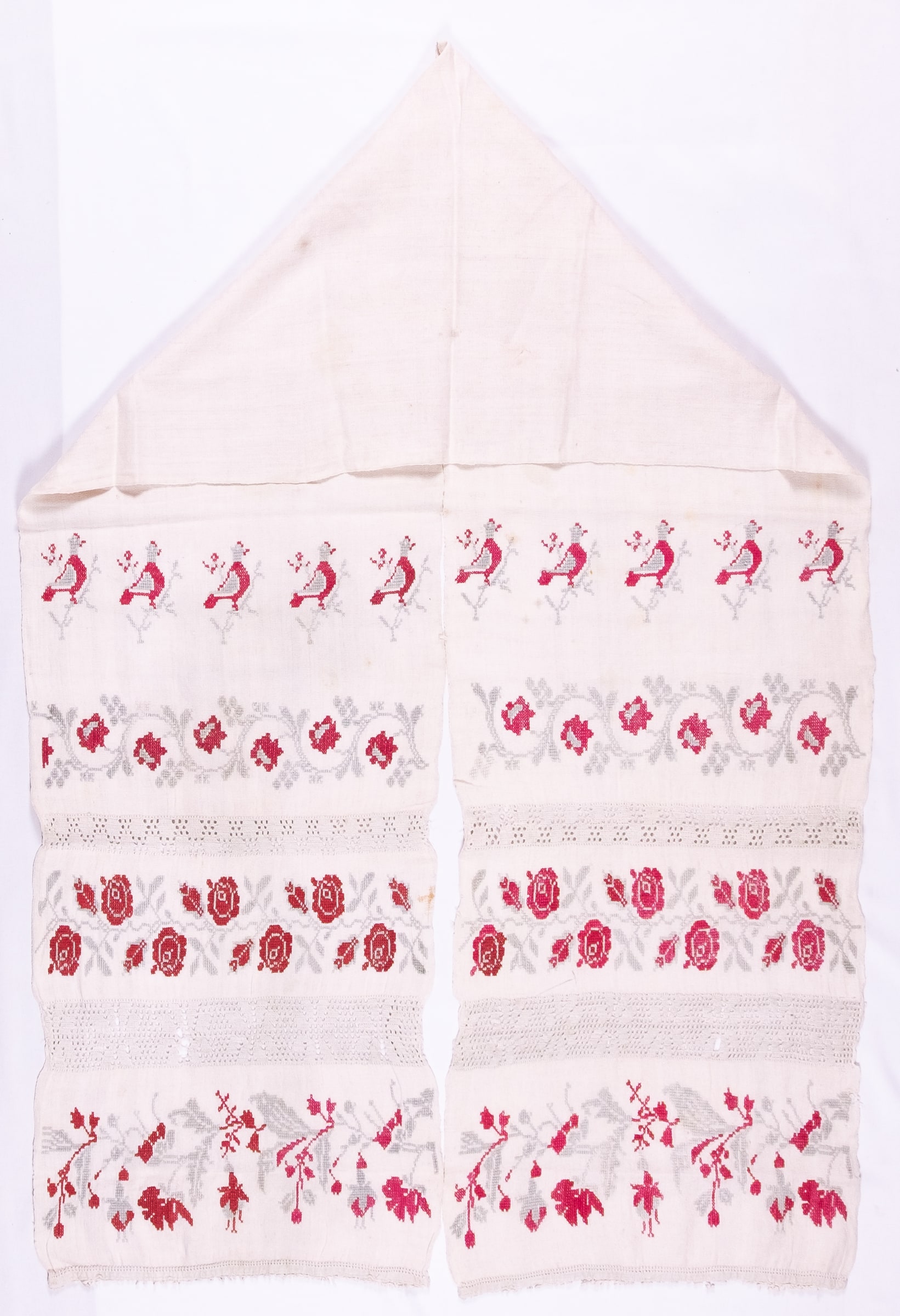 Ukrainian rushnyk — 262 — Cross-stitch — Dnipro region — Flowers, Birds — Zablotska-Koval collection