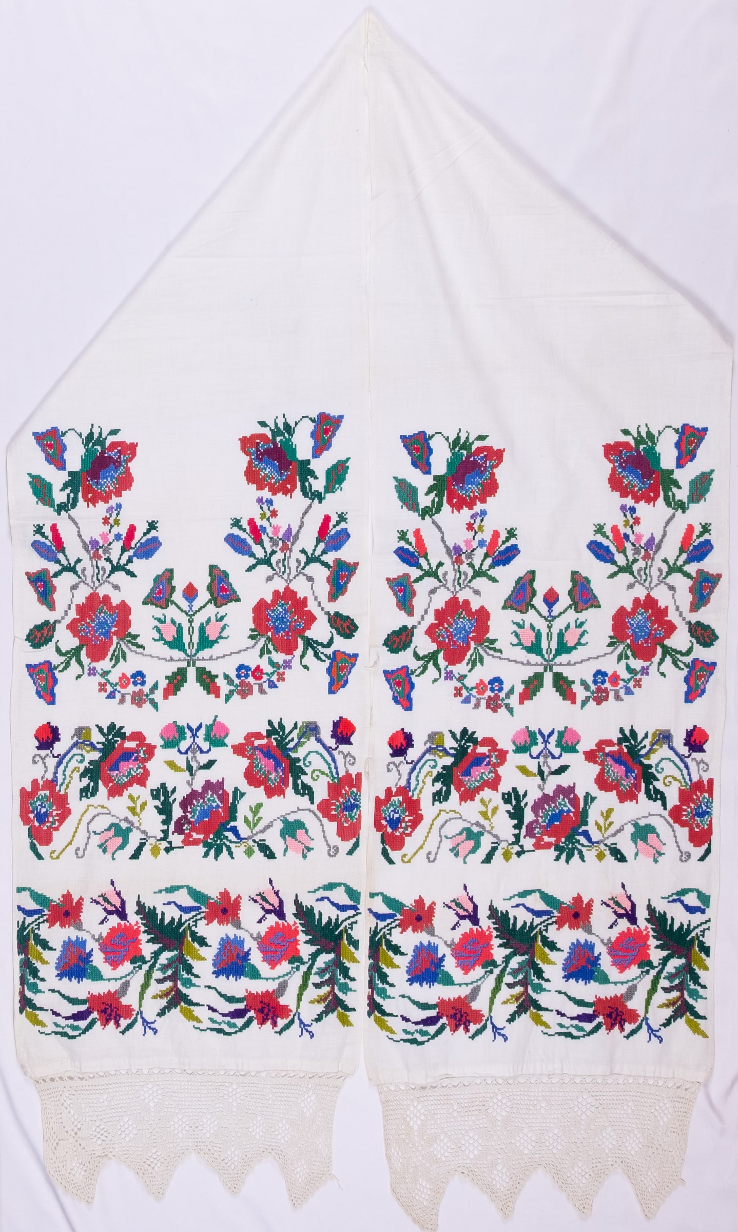 rushnyk ukrainien — 306 — Point de croix — Région du Dniepr — Fleurs — collection Zablotska-Koval
