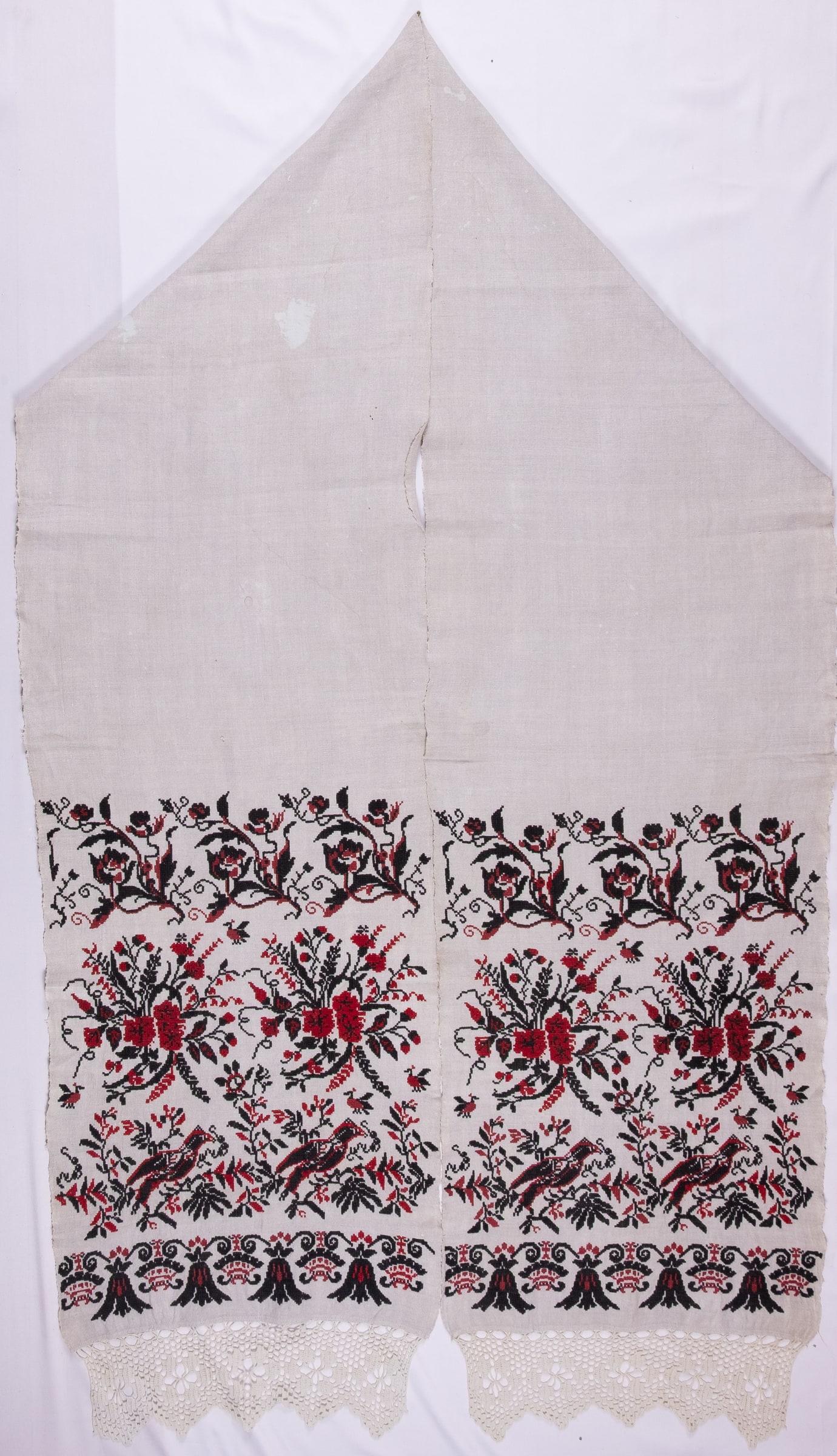 rushnyk ukrainien — 308 — Point de croix — Polésie — Fleurs, Oiseaux — collection Zablotska-Koval