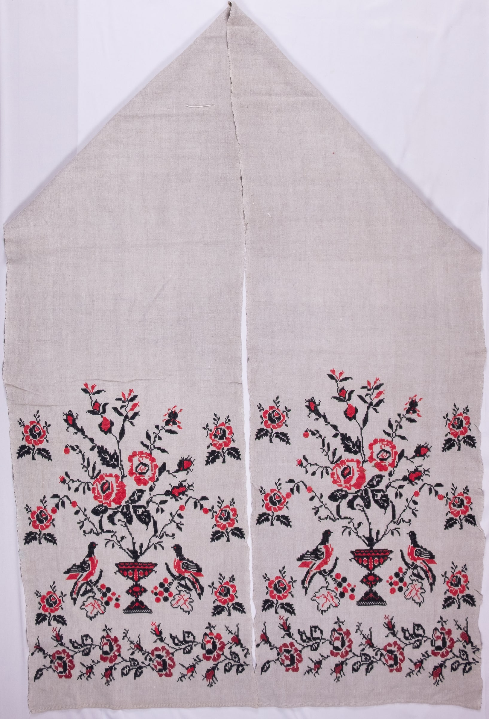 rushnyk ukrainien — 319 — Point de croix — Polésie — Oiseaux, Fleurs — collection Zablotska-Koval