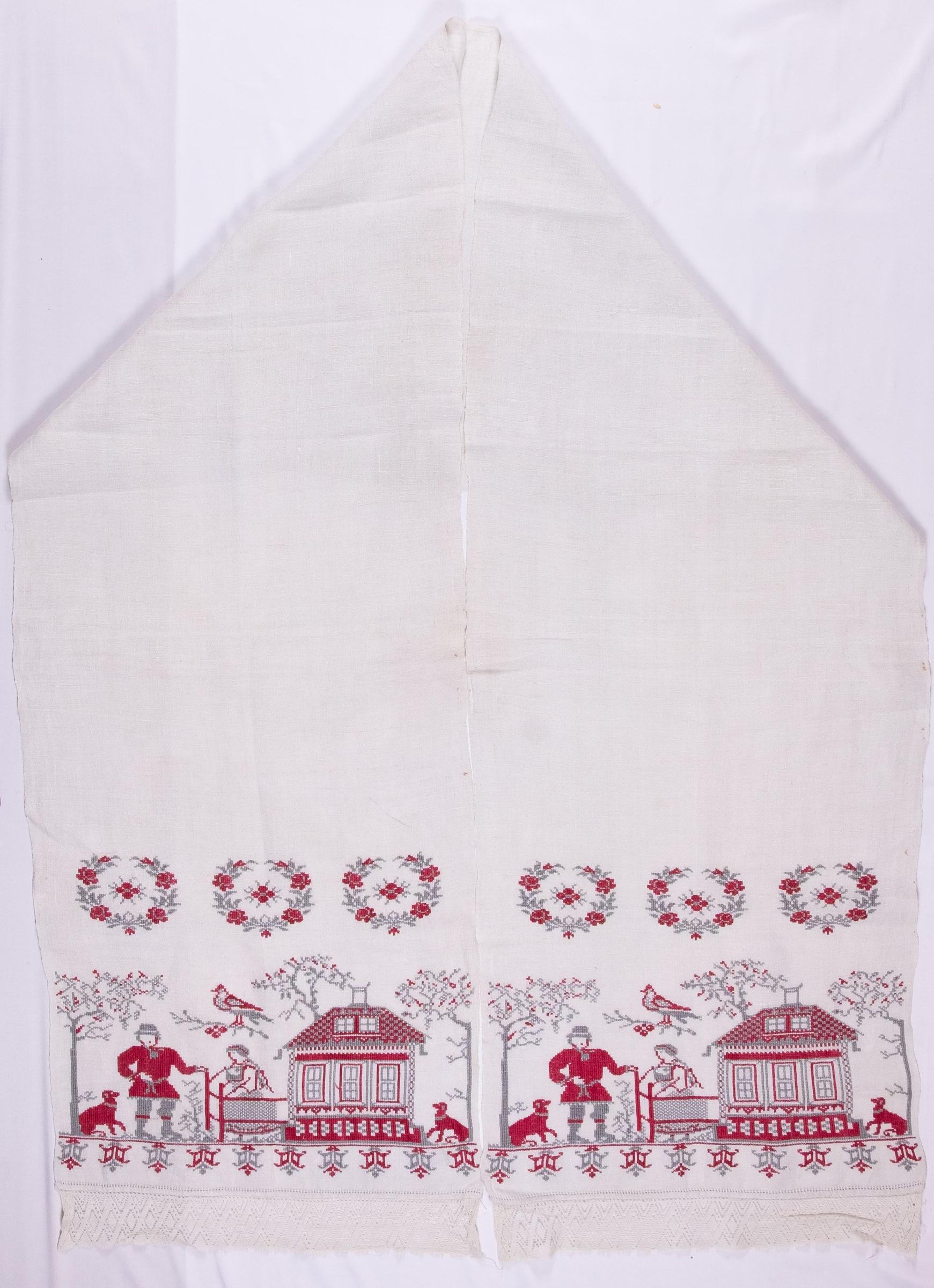 rushnyk ukrainien — 326 — Point de croix — Région de Poltava — Arbres, Animaux — collection Zablotska-Koval