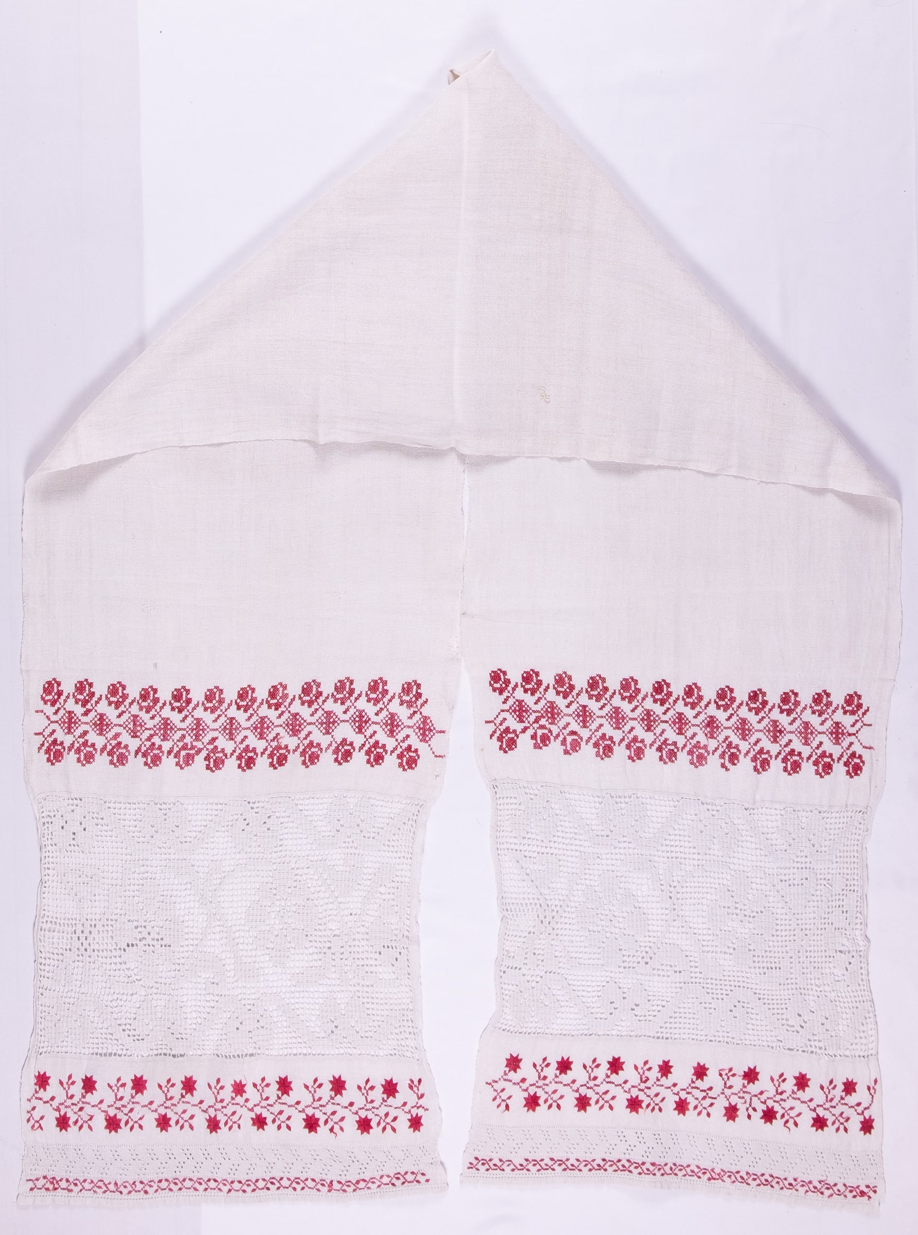 rushnyk ukrainien — 401 — Passé plat, Point de croix, Broderie à fils tirés — collection Zablotska-Koval