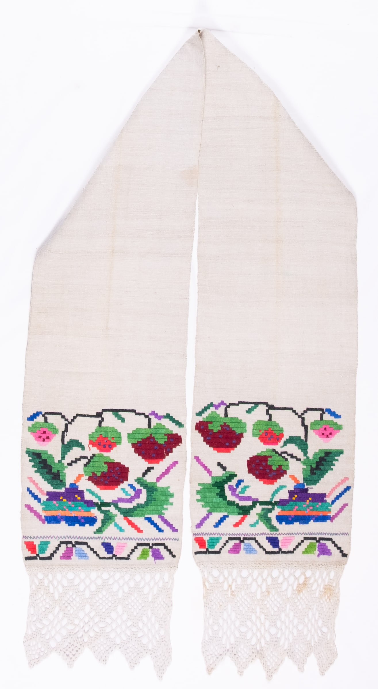 rushnyk ukrainien — 45 — Passé plat, Passé plat compté, Passé plat compté droit — Podolie orientale — collection Zablotska-Koval