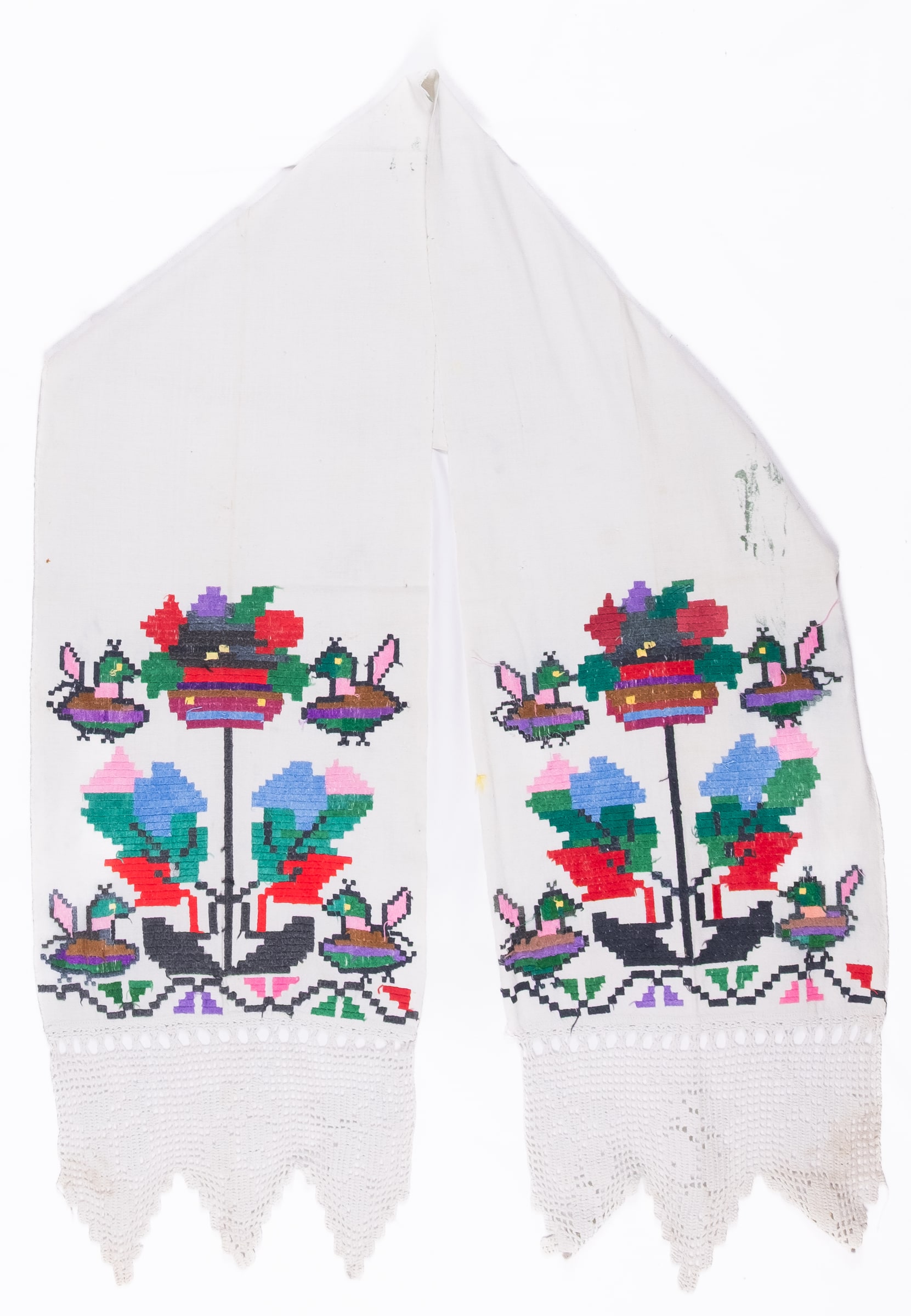 Ukrainian rushnyk — 54 — Satin stitch, Counted satin stitch, Straight counted satin stitch — Eastern Podolia — Birds, Flowers — Zablotska-Koval collection