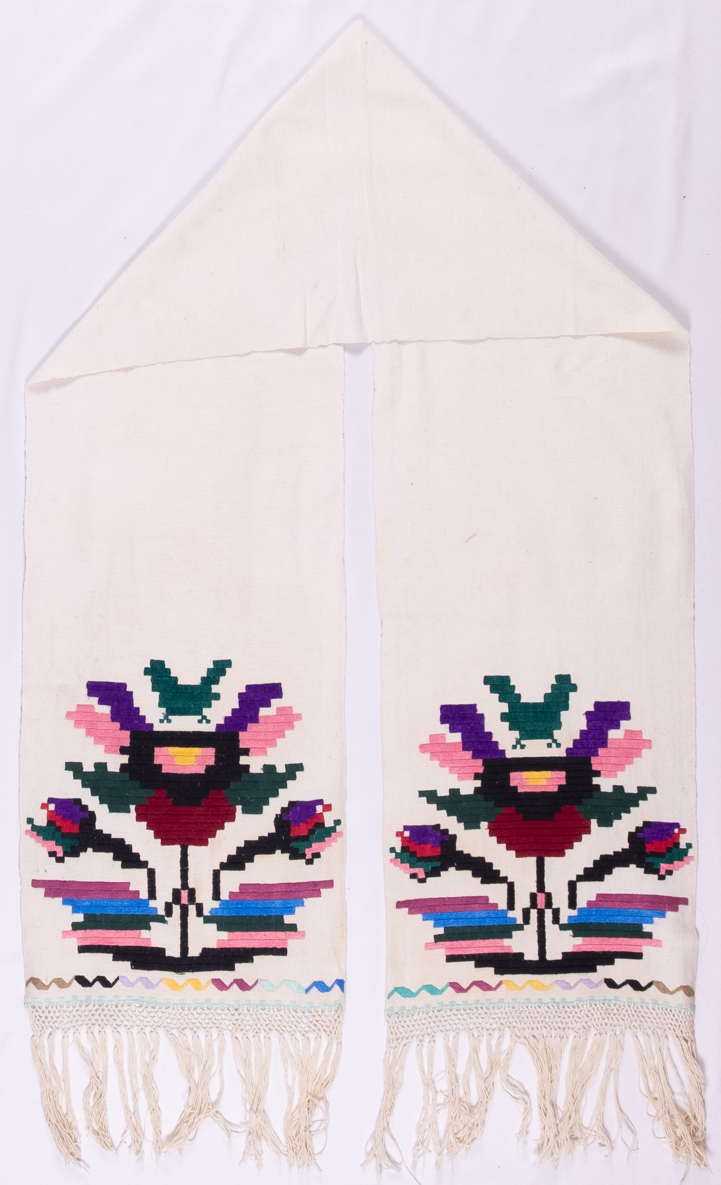 Ukrainian rushnyk — 55 — Satin stitch, Counted satin stitch, Straight counted satin stitch — Eastern Podolia — Birds, Flowers — Zablotska-Koval collection