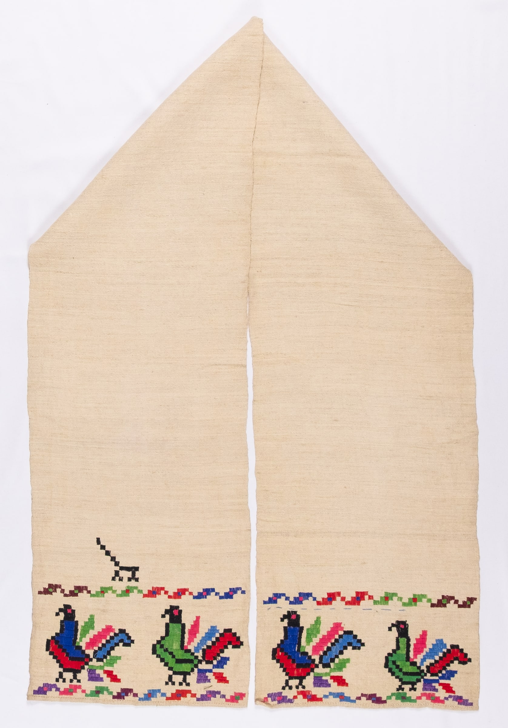 Ukrainian rushnyk — 57 — Satin stitch, Counted satin stitch, Straight counted satin stitch — Eastern Podolia — Birds — Zablotska-Koval collection