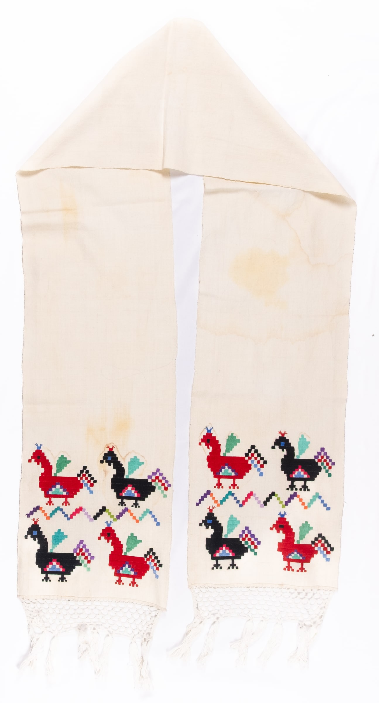 Ukrainian rushnyk — 59 — Satin stitch, Counted satin stitch, Straight counted satin stitch — Eastern Podolia — Birds — Zablotska-Koval collection