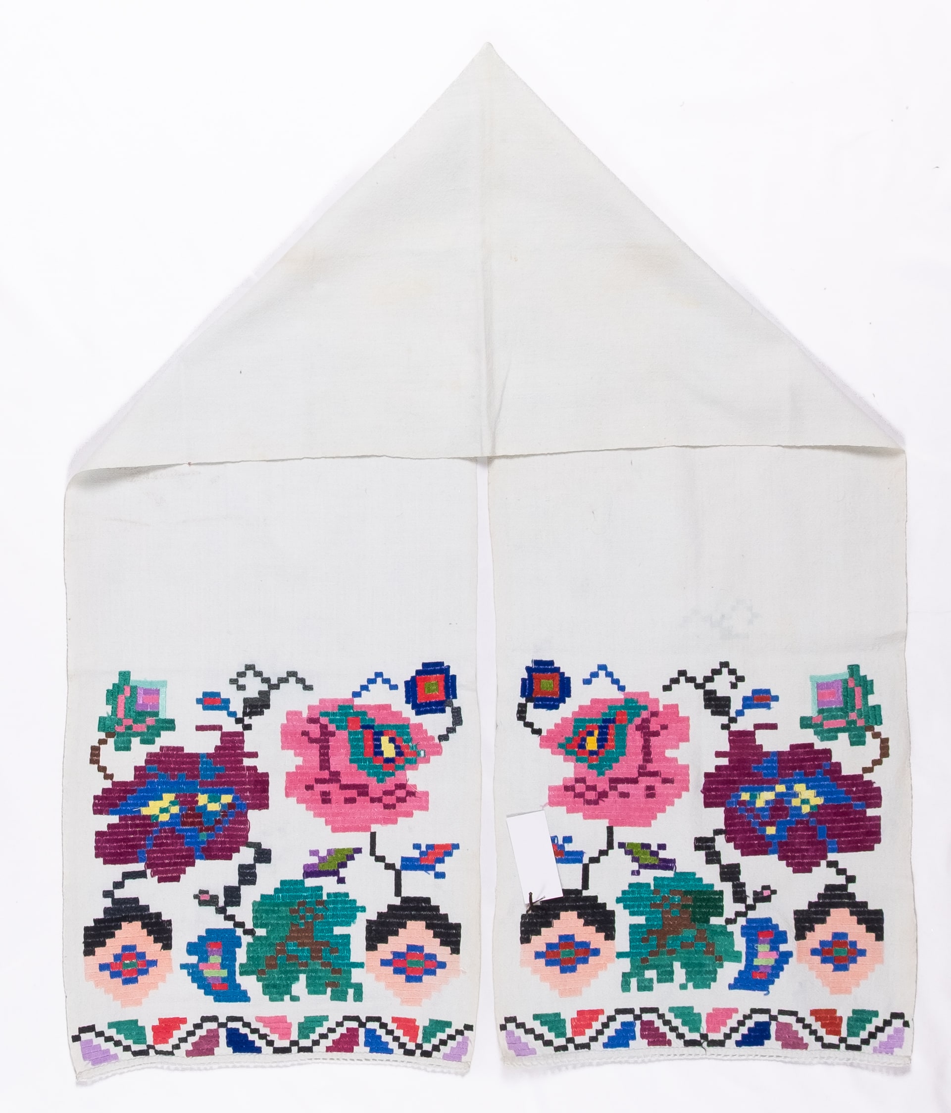 rushnyk ukrainien — 65 — Passé plat, Passé plat compté, Passé plat compté droit — Podolie orientale — Fleurs — collection Zablotska-Koval