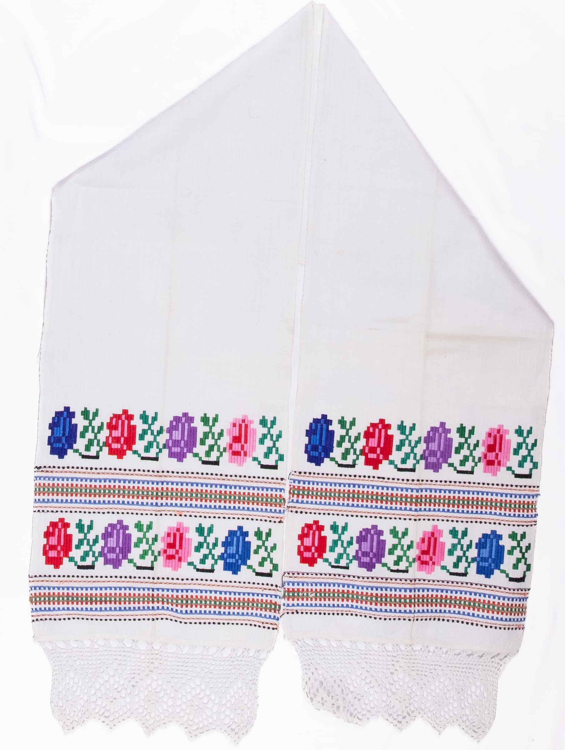rushnyk ukrainien — 75 — Passé plat, Tissage, Passé plat compté, Passé plat compté droit — Podolie orientale — Fleurs — collection Zablotska-Koval
